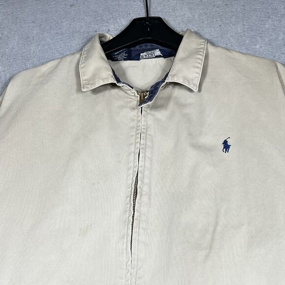 Polo Ralph Lauren Jacket Harrington Bomber Men’s Large Tan Full Zip MADE in USA - Picture 2 of 13